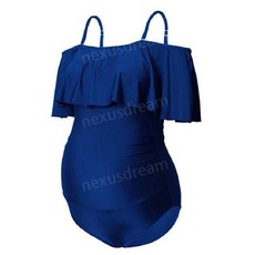 여성 임산부 빅사이즈 체형커버 원피스 수영복, 03 파란색