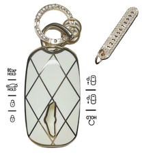 Lulu兄弟 Genesis汽車相容TPU鑰匙殼+號碼鑰匙圈, AG-04, 奶油白