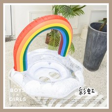 ᴅ.ʏ sʜᴏᴘ/【台灣 】兒童造型游泳圈 嬰兒泳圈 方向盤坐圈 飛機坐圈 彩虹坐圈 寶寶泳圈 造型游泳坐圈, 1個, 彩虹款