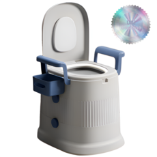 유앤아이 노인 요강 성인용 이동식 변기 휴대용, 화이트 블루, 1개