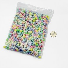 대용량 원통 큰구멍 비즈 와이어 키링 만들기 구슬 공예 재료, 1000개, 오로라 파스텔