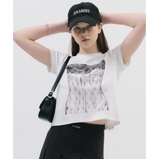 [다미쉬] 코르셋 프린팅 티셔츠_화이트