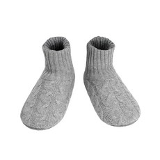 Panda Bros 남성용 슬리퍼 양말 플리스 안감 미끄럼 방지 밑창 겨울용 부드럽고 두껍고 아늑한 홈 부츠 따뜻하고 보송보송한 실내 신발 블랙., 10-13, Cable Smoke Gray