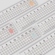 디자인아지트 네임 투명자 15cm 토이베어 파스텔 필기구 학생선물, 파스텔01, 한글24