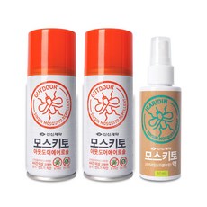 모스키토아웃도어에어로솔(디에틸톨루아미드)(레몬향) 100ml X 2개 + 모스키토액(이카리딘)(라벤더향) 60ml, 2세트