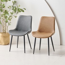 라로퍼니처 클래시 가죽 식탁 의자 블랙 프레임 카페 인테리어 체어, 그레이, 1개