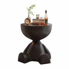 혼반홈 귀여운 인형모양 수납 사이드 미니 테이블 인테리어 원형 수납 협탁 34*37*41CM, 1개, 블랙