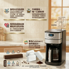 Cuisinart 咖啡機活性炭濾心 升級風味, 白色, DCC-1100, DCC-1200, DCC-2000, DGB-550, DGB-625BCTW, DGB-700BCTW, CPO-800TW 等