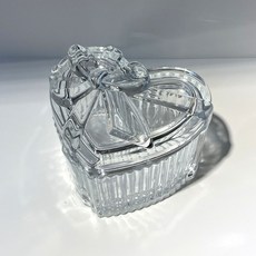 리본 유리 보석함 반려동물 유골함 메모리얼 스톤함 액세서리함 3종 (하트 사각 원형), 1개