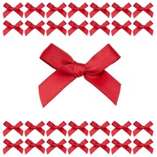 미니 완성리본 리본완제품 장식리본 4cm, 50개, 레드