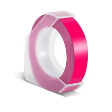 Dymo 라벨 테이프용 3D 플라스틱 테이프 Motex E101 E202 수동 타자기 12965 1610 메이커용 9mm, Fluorescent Pink