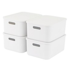 엠비코 국내산 다용도 팬트리 리빙박스, 화이트, 4개