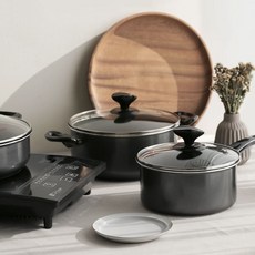 퀸센스 블랙쿡 IH냄비 인덕션겸용 2종 냄비세트 ehd796Bw, (24양수+24전골), (24양수+24전골)