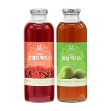 [조한스토어] 초록원 매실 엑기스 660g + 오미자 엑기스 660g 액상차 유리병 매실차/오미자차, 1세트