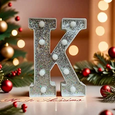 LED 조명 글자 실버 알파벳 번호 야간 집 크리스마스 생일 파티 용품 장식 21cm, 01 K, 01 21cm