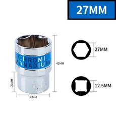 1/2인치 드라이브 딥 임팩트 소켓 세트 8-32MM 육각 너트 제거 수공구 CRV, 27mm