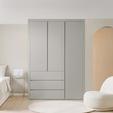 보루네오 E0 네오3단서랍 여닫이 작은방 붙박이장 10cm 매립형 손잡이, 웜그레이