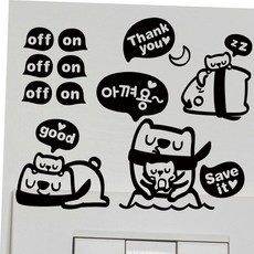 그래픽데코스티커 아껴용 thank you on off 전원스위치용 포인트 데코스티커 블랙, 본상품