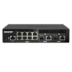 QNAP QSW-M2108R-2C 交換器，具備 8 個 2.5GbE 和 2 個 10GbE 連接埠，半機架寬設計，L2 Web 管理功能, 1個