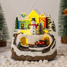 크리스마스 빌리지 움직이는 기차 오르골 무드등 2, B(눈사람), 1개