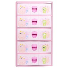 지오리빙 제스티 5단 플라스틱 서랍장, 핑크