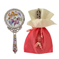 포미모어 자개손거울 전통 나전칠기 손잡이 미니 공주손거울, 1개, 나비(화이트)