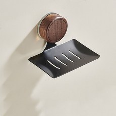 블라제스 붙였다 떼었다 무타공 진공 흡착 호두나무 비누 받침대, 1개, 블랙