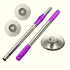 旋轉拖把 腳踏式手壓式拖把 不鏽鋼伸縮桿鐵盤拖把桿, 1個, 2拖布+省力拖把+鋼盤（拖布頭不挑色）