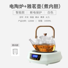 110V迷你電陶爐煮茶器 - 美國日本適用電熱茶爐燒水壺, 110V美規白色+提樑壺