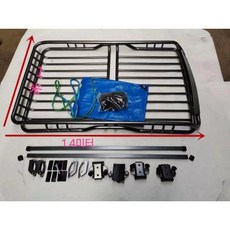 루프바스켓 차량용 짐칸 선반 루프랙 적재 타공 루프백 SUV 지붕, 1.4m x 1m 프레임+크로스바