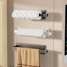 DFMEI 強力磁吸冰箱置物架香料收納架創意冰箱貼磁貼廚房側面磁性調料架 磁吸式捲紙架, 1個, 磁吸式捲紙架【槍灰色、白色、黑色】