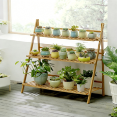 쿠리브 원목색 화분받침대 화분 정리대 다용도 수납선반, 3단, 원목 100cm