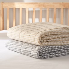 깅엄체크 소프트마이크로 온수매트커버, 베이지