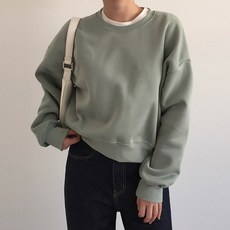 마이시즌 여성용 플레니 무지 기모 보온 맨투맨