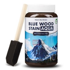 [다우몰] 친환경 수성 스테인 페인트 블루 우드 아쿠아 목재 가구 방문 코팅 (스펀지붓), 1개, 500ml, 월넛