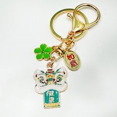 文創國潮醒獅吊飾 公仔收藏 鑰匙圈 背包吊飾【聚寶小舖], 健康款(綠色)-如意, 1個