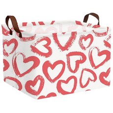 MYFLOCY 대형 발렌타인 데이 바구니 하트 모양 보관함 선물용 접이식 정리함 방 장식 (퍼플 웨이브 블랙 러브), Red Big Love, Red Big Love