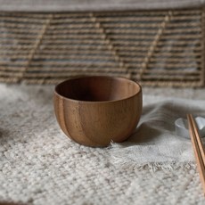 mooin Trä One木質盆碗日式碗木製碗沙拉碗沙拉盤碗盤餐具碗湯碗沙拉碗碗盤味噌湯碗, 1個, 小碗