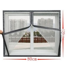 현관 방충망 방충문 롤방충망 모기장 원단 주름 창문 맞춤형 지퍼 안티 암호화 된 이동식 벨크로 자체 접착 문, White mesh, Width 80x height 120, 1개