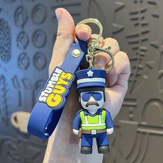 Stumble Guys 주변 장치 키 체인 귀여운 StumbleGuys 바나나 사람 그림 펜던트 친구를위한 선물, Policeman, 1개