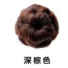 抓夾式捲髮包 啞光高溫絲 新娘髮包 造型 快速 簡便 B9270【送三配件】, 深棕色, 1個, 深棕色