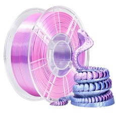 MMC LAB PLA 투컬러 실크 3D 프린터 필라멘트 보는 각도 따라 변하는 고품질 메탈릭 예술 작품, 퍼플실버, LAB 투컬러 실크