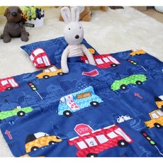 [KC인증] 아기 유아 어린이집 여름 순면 홑이불+베개 커버 세트, 1세트, 자동차