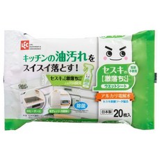 【MD精選】日本 LEC 激落君 廚房用濕紙巾 20入，高效去油污，輕鬆清潔瓦斯爐、抽油煙機，保持廚房光亮如新, 1個, 1包