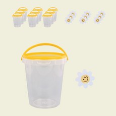 원형 쿠키통 1L 10개 + 스마일스티커 10개 / 답례품 구디백 바스켓 간식통 슬라임통 과자 보관 포장용기, 1세트