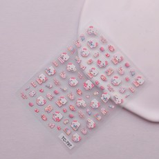 RoseAria 산리오 3D 캐릭터 네일 스티커, 1개, 핑크 + 화이트