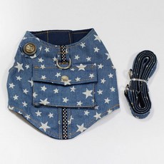 몽도르프 데님 하네스 스타 / 강아지 가슴줄 / 애견 하네스