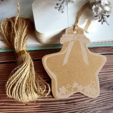 空白吊牌 空白留言卡 復古手工空白漂流瓶心愿墻貼教室牛皮吊牌diy禮物裝飾留言卡片 牛皮紙吊牌 個性吊牌 衣服吊牌, 大款星星漂流瓶50張B+10米麻繩, 1個