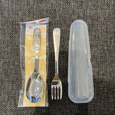 QDAD 316不鏽鋼兒童匙勺子, 馬車加長匙+小熊304小叉+盒,全新, 1個, 單品