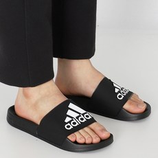adidas 愛迪達 Adilette Shower拖鞋 GZ3779+口罩, 285, 黑白+面具